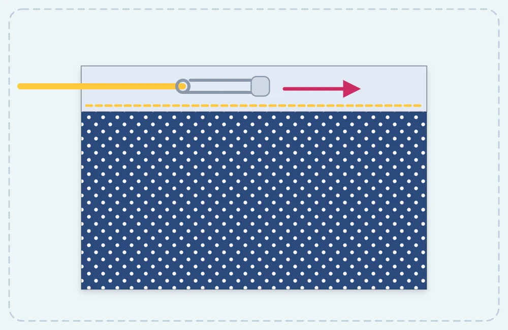 Top of a drawstring bag folded down into a casing with a stitched channel, and a safety pin pulling the cord through