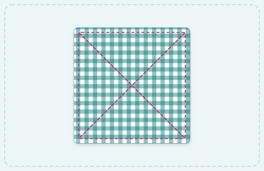A finished square fabric coaster with topstitching around the edge and diagonal quilting lines across it
