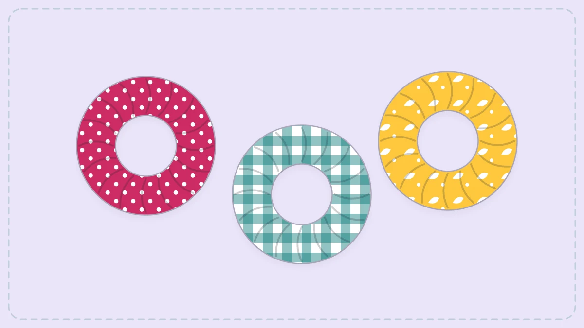 Three fabric scrunchies in different fabrics