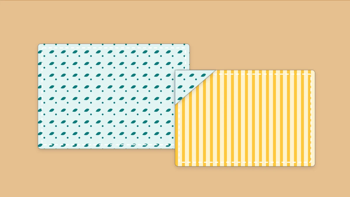 Two placemats showing the two different fabrics used for each side